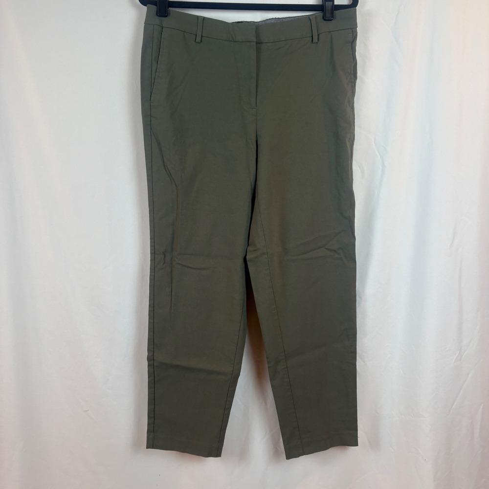 J. Jill Wearever Collection Refined Woven Trousers Olive Green Slim Pants 16
